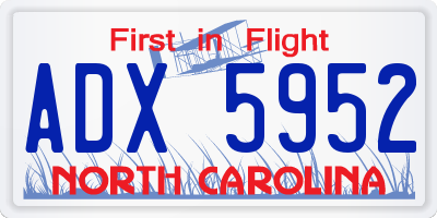 NC license plate ADX5952