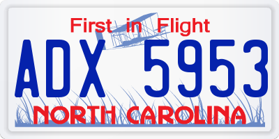 NC license plate ADX5953
