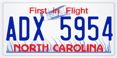 NC license plate ADX5954