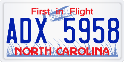 NC license plate ADX5958