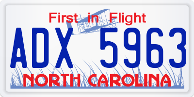 NC license plate ADX5963