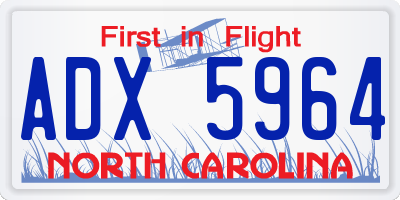 NC license plate ADX5964