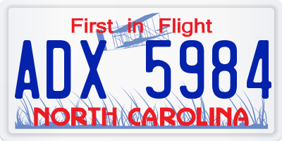 NC license plate ADX5984