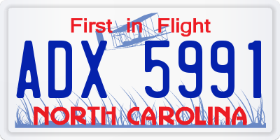 NC license plate ADX5991