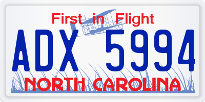 NC license plate ADX5994