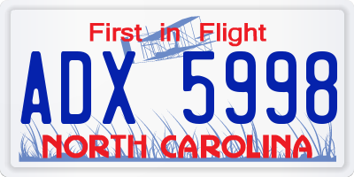 NC license plate ADX5998