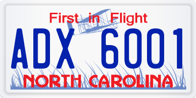 NC license plate ADX6001