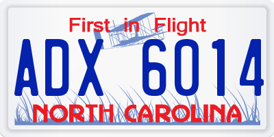 NC license plate ADX6014