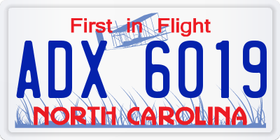NC license plate ADX6019