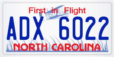 NC license plate ADX6022