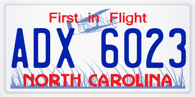NC license plate ADX6023