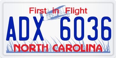 NC license plate ADX6036