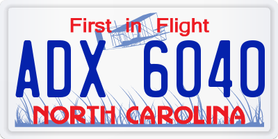 NC license plate ADX6040