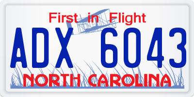 NC license plate ADX6043