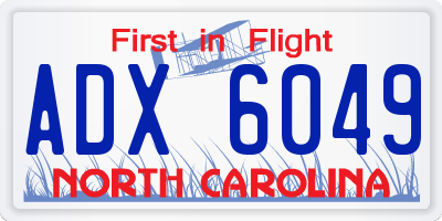 NC license plate ADX6049