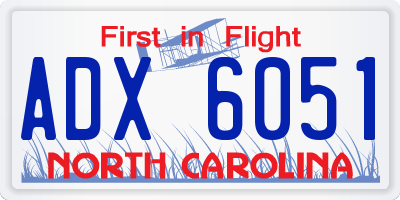 NC license plate ADX6051