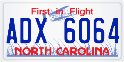 NC license plate ADX6064
