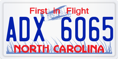 NC license plate ADX6065