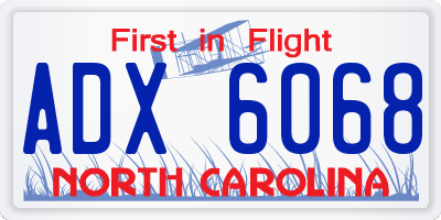 NC license plate ADX6068