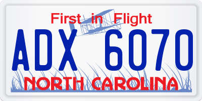 NC license plate ADX6070