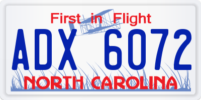 NC license plate ADX6072