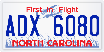 NC license plate ADX6080