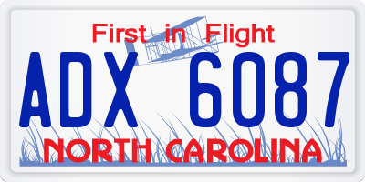 NC license plate ADX6087