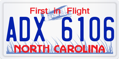 NC license plate ADX6106