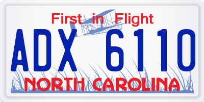 NC license plate ADX6110