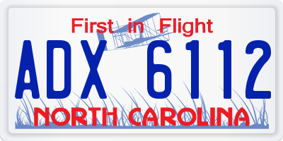 NC license plate ADX6112