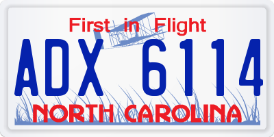 NC license plate ADX6114