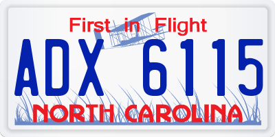 NC license plate ADX6115