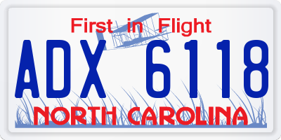 NC license plate ADX6118