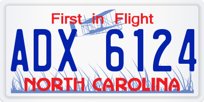 NC license plate ADX6124