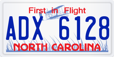 NC license plate ADX6128