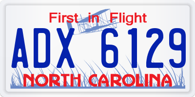 NC license plate ADX6129