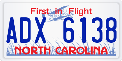 NC license plate ADX6138
