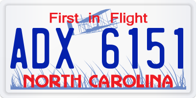 NC license plate ADX6151