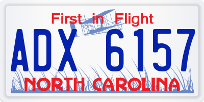 NC license plate ADX6157