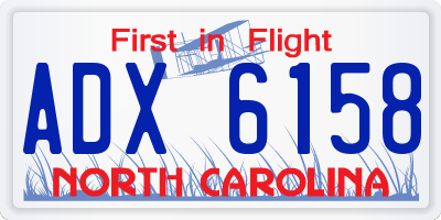 NC license plate ADX6158