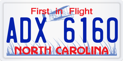 NC license plate ADX6160