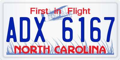 NC license plate ADX6167