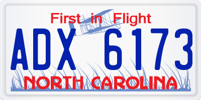 NC license plate ADX6173