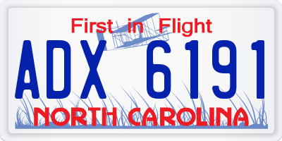 NC license plate ADX6191