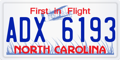 NC license plate ADX6193