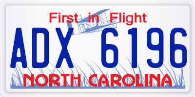 NC license plate ADX6196