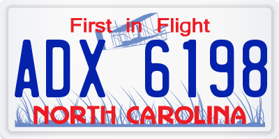 NC license plate ADX6198