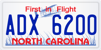 NC license plate ADX6200