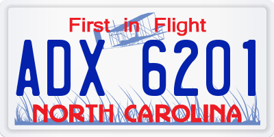 NC license plate ADX6201