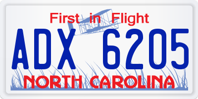NC license plate ADX6205